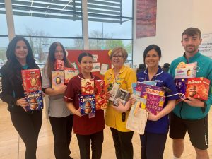 L R Sarah Williamson, Pure Gym Fitness Coach, Senior Nursing Assistant Samantha Ross, Clinical Senior Nurse Sophie Ardis, Ulster Hospital Healthcare Play Specialist Gillian Sinclar,Deputy Sister Chloe Armstrong and Bangor Pure Gym Manager Rhys Thompson
