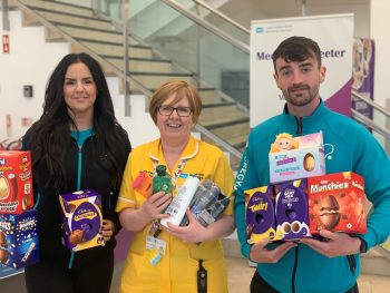 Sarah Williamson, Pure Gym Fitness Coach, Ulster Hospital Healthcare Play Specialist Gillian Sinclair And Pure Gym Manager Rhys Thompson