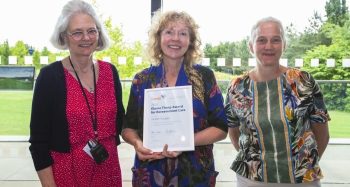 Pictured: L-R Chief Executive Officer of SANDS, Clea Harmer, Janine Dougan and Chair of Elaine Thorp Award Panel, Lisa Brayshaw