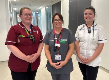 Laura Davey (Respiratory Nurse), Rosie Thom (Advanced Nurse Practitioner) and Caoimhe McArdle (Physiotherapist)