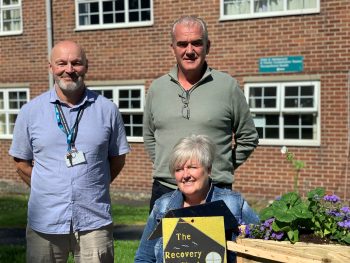 Kieran Glass, Tracey Quail And South Eastern Trust’s Addiction Team Peer Support Worker, Mark Sharkey Greenhalgh
