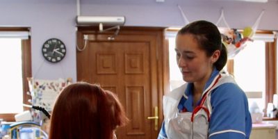 Michaela Hollywood with one of the Hospital at Home Staff Nurses