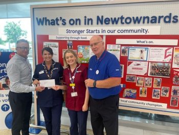 Left to Right: Nick Shivers (Tesco Store Manager), Heidi Spence (Lead Nurse Governance and Patient Safety, South Eastern Trust), Jacqueline Fitzpatrick (Nursing Governance Project Lead, South Eastern Trust), Campbell Keatings (Tesco Community Charity Champion)