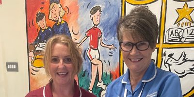 Sinead Stevenson (Specialist Community Public Health Nurse, South Eastern Trust), Isobel Quinn (Public Health School Nurse, South Eastern Trust) And P1 Pupil, Enzo Gressani