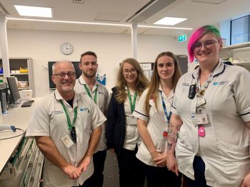 Chief Pharmacy Technician, Martin Allsopp, Senior Pharmacy Technician, Rebecca Reid, Pharmacy Assistant, Rebecca Starrett, Pharmacy Technician Josh Jenks and Pharmacy Technician Jessica Ward