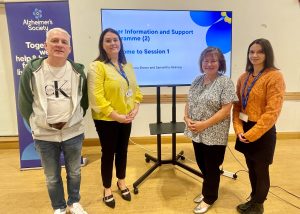 Samantha Heaney and Fiona Brown with Carers Bertie Howells and Linda Backwith at the session in Hamilton Community Hub