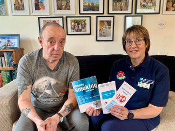 David McKeown And South Eastern Trust Smoking Cessation Specialist Claire Black