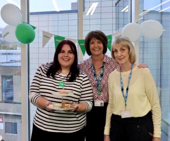 Macmillan Health And Wellbeing Support Worker, Sally Irvine And Macmillan Unit Volunteer, Margaret McCormack And Assistant Macmillan Health And Wellbeing Co Ordinator Jemma Ewing