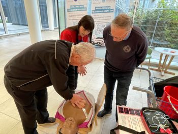 Trying Out CPR Skills Is Bill Hedley With Holly Grant (Resuscitation Officer, South Eastern Trust) And Gordon Buckley