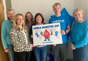 South Eastern Trust Paediatric Diabetes Specialist Nurse Lorraine Rooney, Paediatric Diabetes Specialist Nurse Catherine McKinley, Clinical Lead Paediatric Dietician Arlene Long, Dr Shelia McGovern, Diabetes UK’s Calum Stewart and Dr Nuala Flanagan 