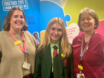 Ulster Hospital’s Diabetes Young Adult Transition Co-ordinator Catherine Harvey, Chloe Connor and Paediatric Diabetes Specialist Nurse Rachel Boyle