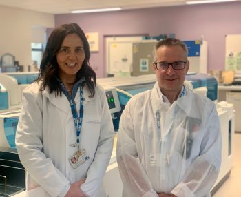 Senior Biomedical Scientist Lisa Booth and South Eastern Trust, Specialist Nutritional Support Dietician and Non-medical Prescriber Pete Turner
