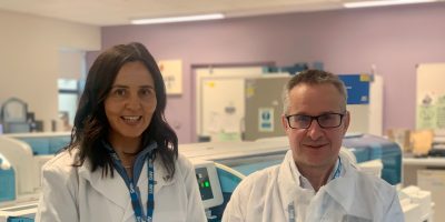 Senior Biomedical Scientist Lisa Booth and South Eastern Trust, Specialist Nutritional Support Dietician and Non-medical Prescriber Pete Turner