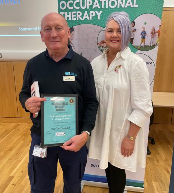 Support Worker Of The Year, Paul McCormack With Michelle Tennyson (Chief Allied Health Professional Officer, Dept Of Health)