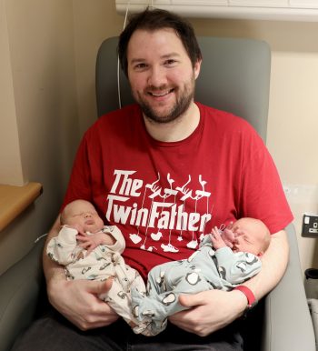 Twins Ethan And Theo With Dad Steven Roberts